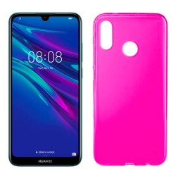 Funda silicona rosa Huawei Y6 2019, trasera semitransparente y mate