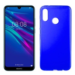 Funda silicona azul Huawei Y6 2019, trasera semitransparente y mate