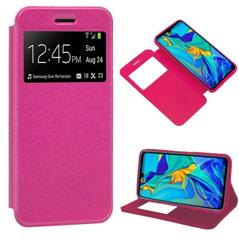 Funda libro con tapa, ventana y soporte - Huawei P30 Rosa