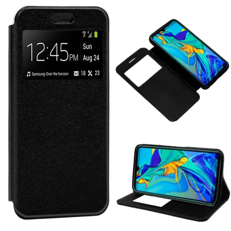 Funda libro con tapa, ventana y soporte - Huawei P30 Negro