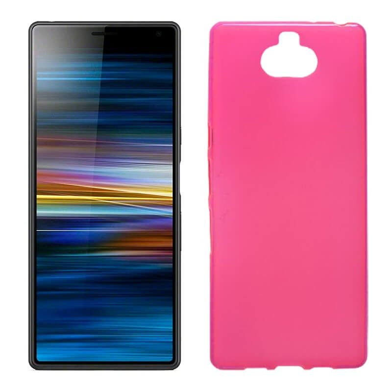 Funda silicona rosa Sony Xperia 10, trasera semitransparente y mate
