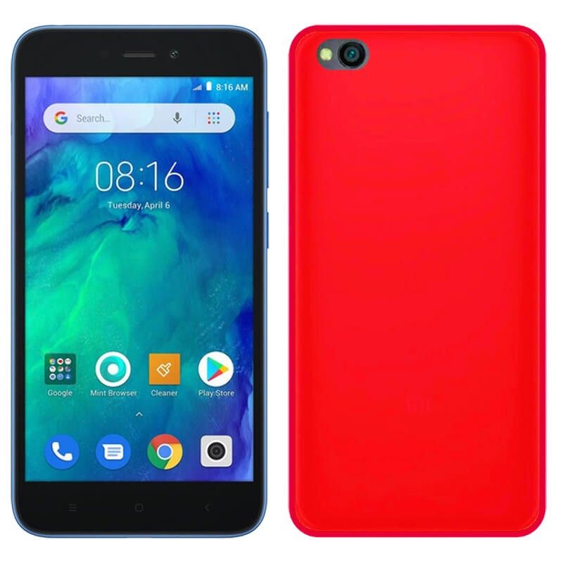 Funda silicona rojo Xiaomi Redmi Go, trasera semitransparente y mate