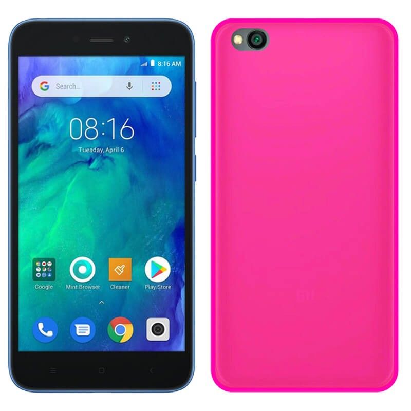Funda silicona rosa Xiaomi Redmi Go, trasera semitransparente y mate