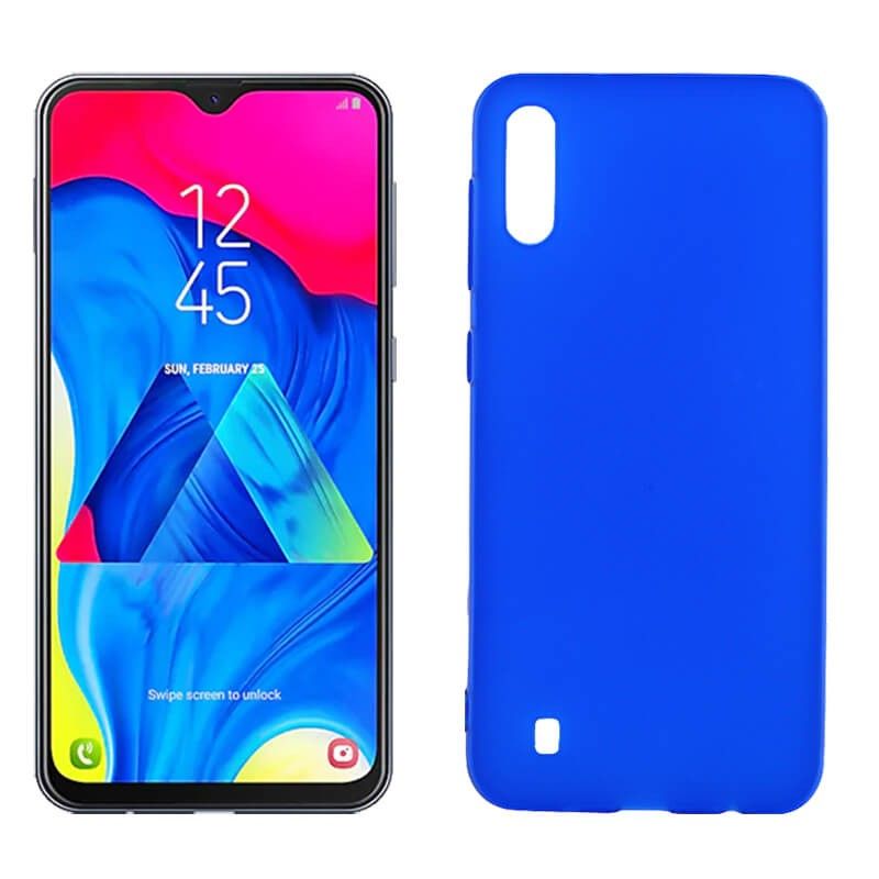 Funda silicona azul Samsung Galaxy M10, trasera semitransparente y mate