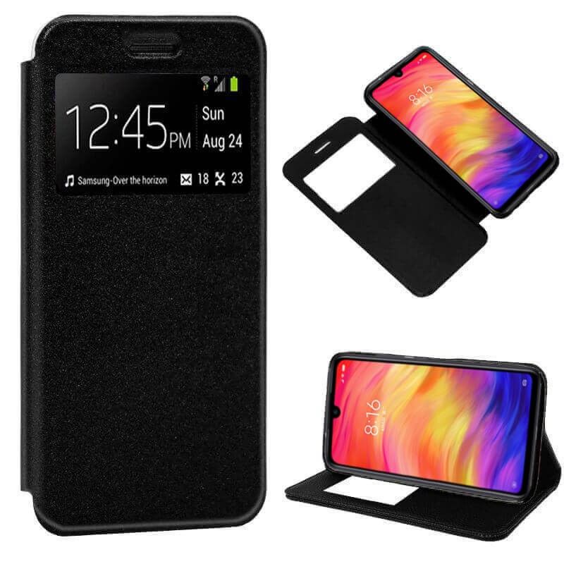 Funda libro Cierre Magnético, Tapa y Ventana Xiaomi Redmi Note 7 Negro