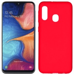 Funda silicona Samsung Galaxy A20E Rojo trasera mate semitransparente 