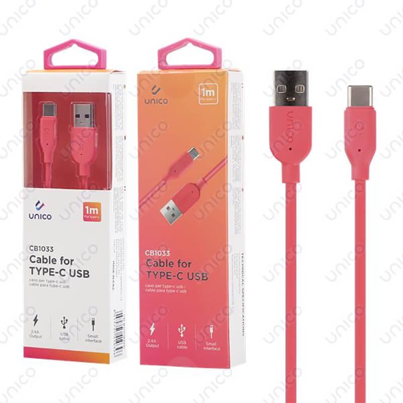 Cable Usb Tipo C Rojo 2.4A de Carga Rápida y 1 Metro para Móvil Tablet 