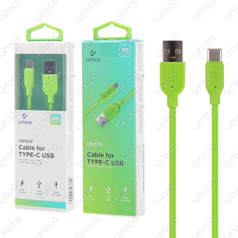 Cable Usb Tipo C Verde 2.4A de Carga Rápida y 1 Metro para Móvil Tablet 