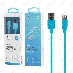 Cable Micro Usb Azul 2.4A de Carga Rápida y 1 Metro para Móvil Tablet 