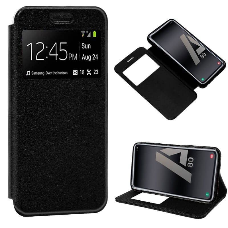 Funda libro con tapa, ventana y soporte - Samsung Galaxy A80 Negro