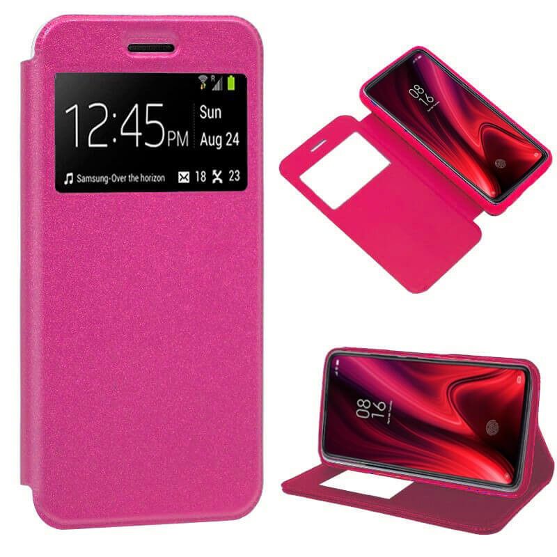 Funda de libro con tapa, ventana y soporte - Xiaomi Mi 9T / Redmi K20 Rosa