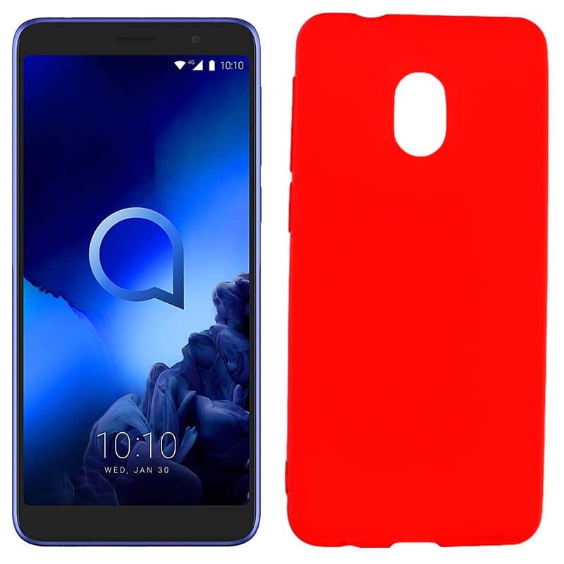 Funda silicona rojo Alcatel 1x 2019, trasera mate semitransparente 