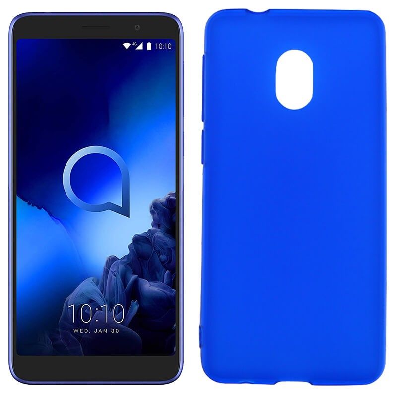 Funda silicona azul Alcatel 1x 2019, trasera mate semitransparente 