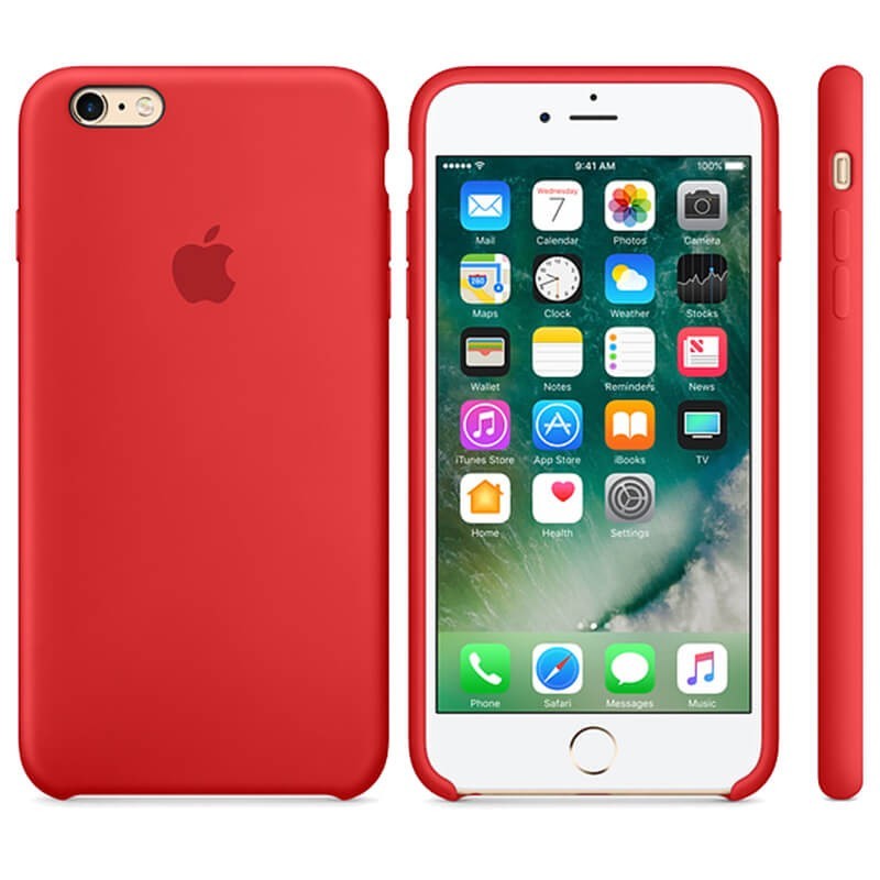 Funda Silicona suave con logo para Apple iPhone 6 Plus / 6S Plus Rojo