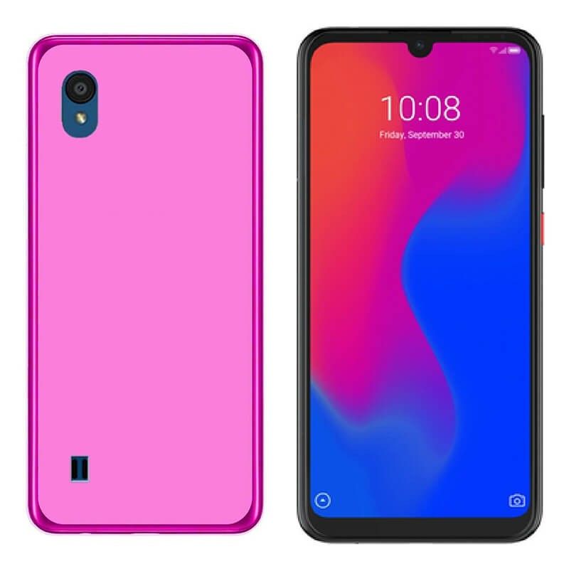 Funda silicona rosa ZTE Blade A7 2019, trasera mate semitransparente 
