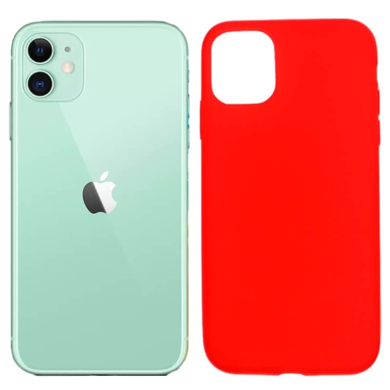 Funda silicona rojo iPhone 11, trasera mate semitransparente 