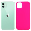 Funda silicona rosa iPhone 11, trasera mate semitransparente 