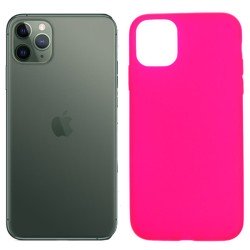 Funda silicona rosa iPhone 11 Pro, trasera mate semitransparente 