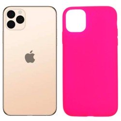 Funda silicona rosa iPhone 11 Pro Max, trasera mate semitransparente 