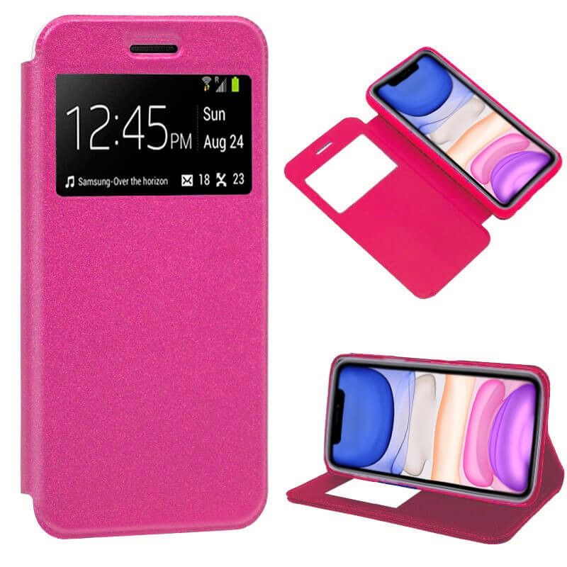Funda de libro cierre imán interior Ventana y Soporte iPhone 11 Rosa