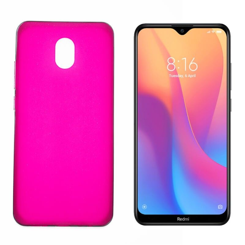 Funda de silicona rosa para Xiaomi Redmi 8A Semitransparente y mate