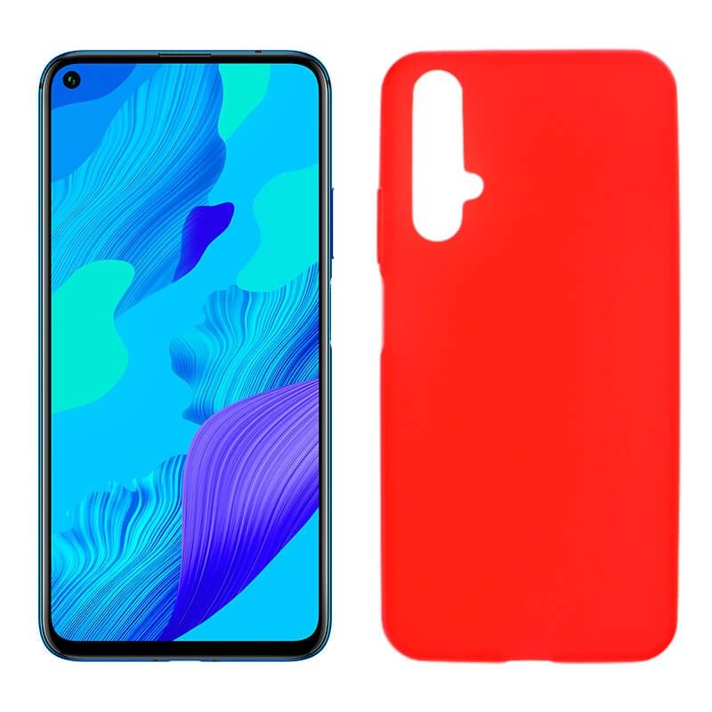 Funda de silicona roja para Huawei Nova 5T / Honor 20 Semitransparente