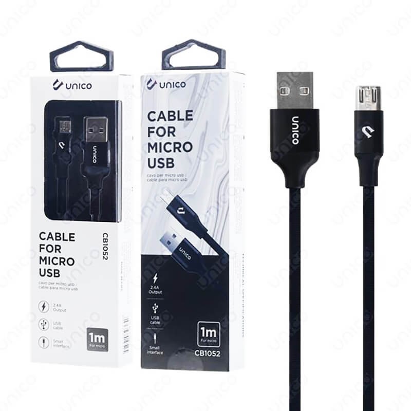 Cable Micro Usb de 2.4A trenzado y de metal Negro para Móvil Tablet 
