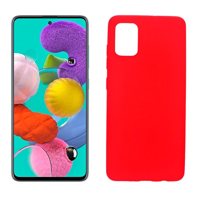 Funda silicona Samsung Galaxy A51 rojo, trasera mate semitransparente 