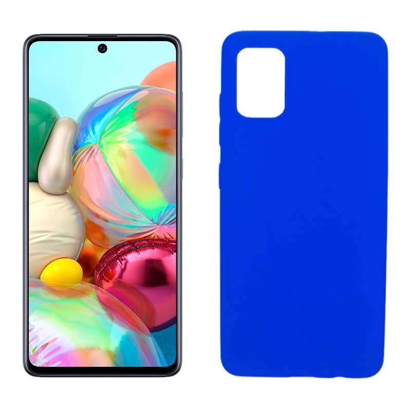Funda silicona Samsung Galaxy A71 azul, trasera mate semitransparente 