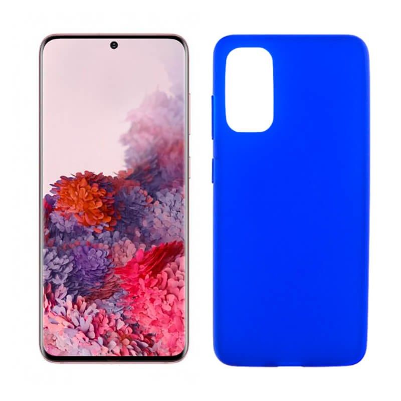 Funda azul silicona Samsung Galaxy S20, trasera mate semitransparente 