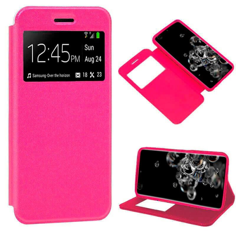 Funda con tapa, ventana y soporte para Samsung Galaxy S20 Ultra Rosa