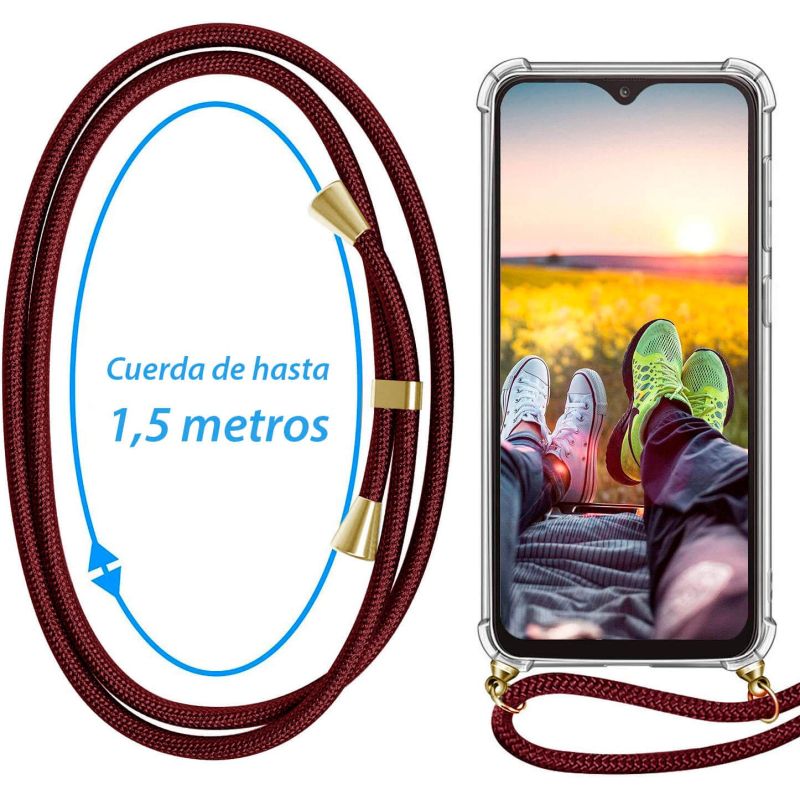 Funda colgante con cordón para Xiaomi Redmi Note 8 Pro Burdeos
