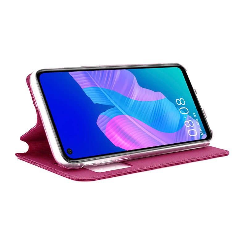 Funda con tapa y ventana para Huawei P40 Lite E Rosa