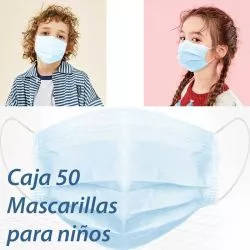 Caja 50 Mascarillas para niños, desechables de 3 capas