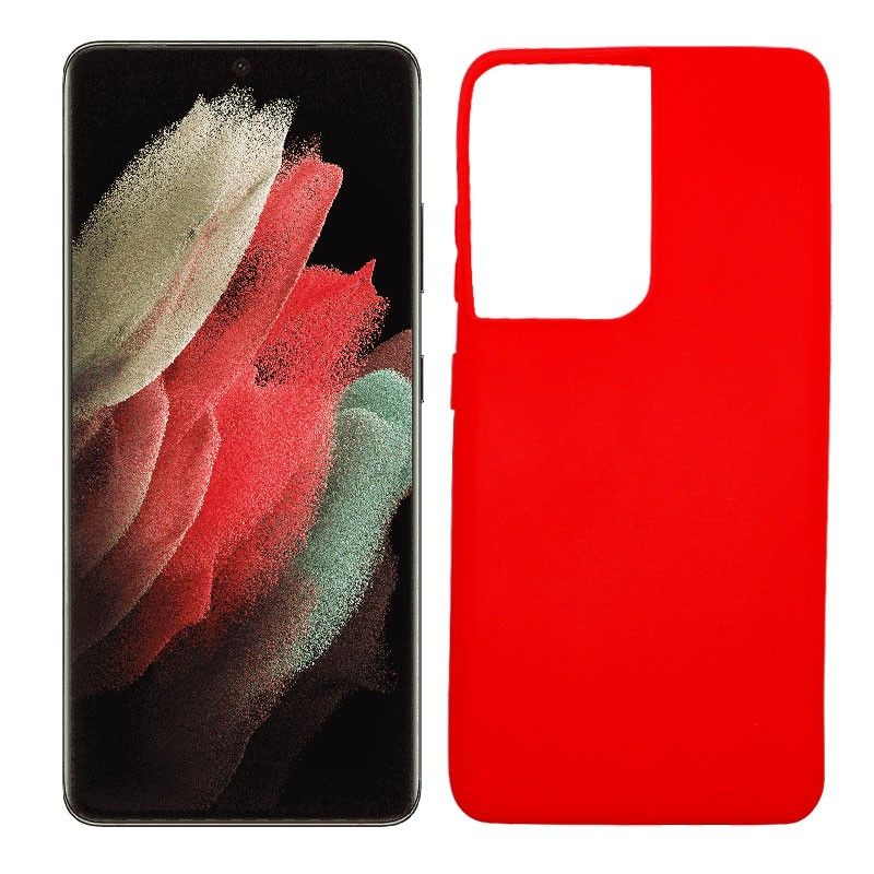 Funda roja para Samsung Galaxy S21 Ultra de silicona
