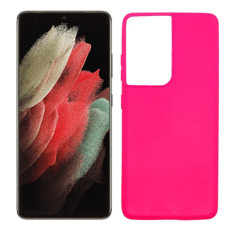 Funda rosa para Samsung Galaxy S21 Ultra de silicona