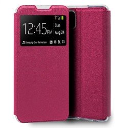 Funda con Tapa y Ventana para Samsung Galaxy A12 rosa