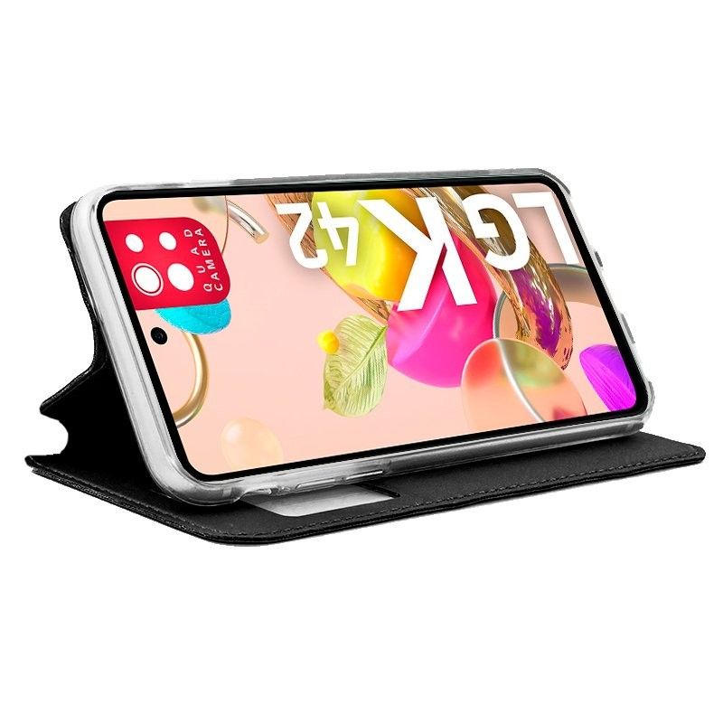 Funda con tapa y ventana para LG K42 Negro
