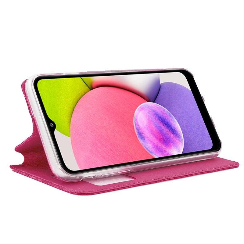 Funda con Tapa y Ventana para Samsung Galaxy A03S rosa