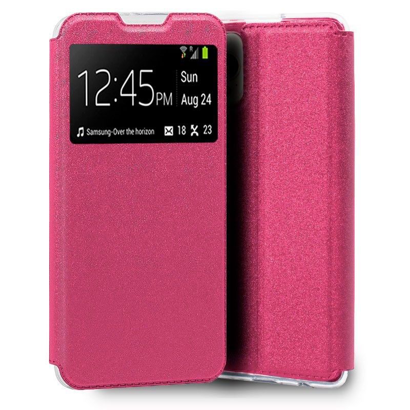 Funda con tapa y ventana para iPhone 13 Rosa