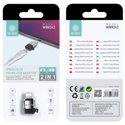 Adaptador Lightning a Micro Usb 2 en 1 metálico plata