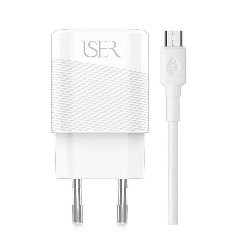 Cargador de Red USB con cable Micro Usb 2.4A para Móvil y Tablet