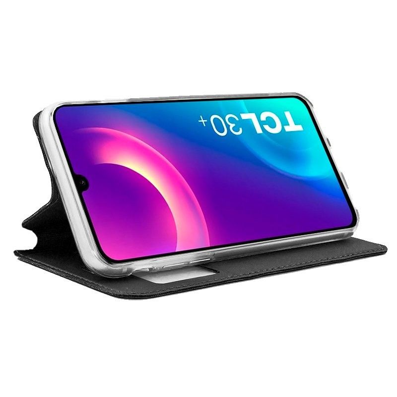 Funda con Tapa y Ventana para TCL 30 Plus negro