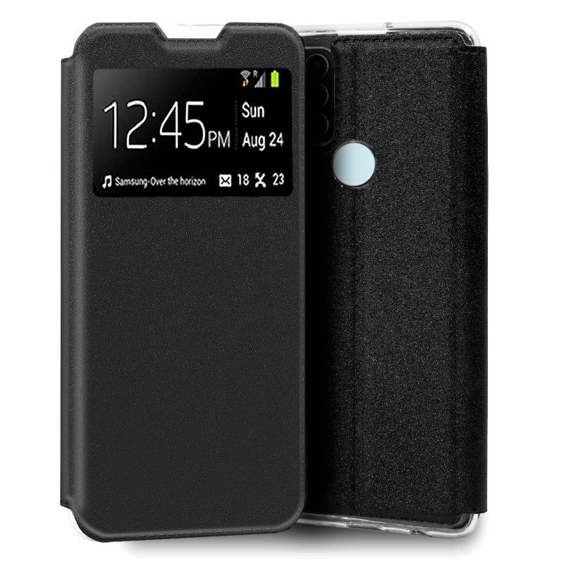 Funda con tapa y ventana para ZTE Blade A52 Negro