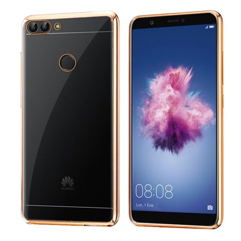 Funda de TPU con Borde Cromado Metalizado Dorado - Huawei P Smart