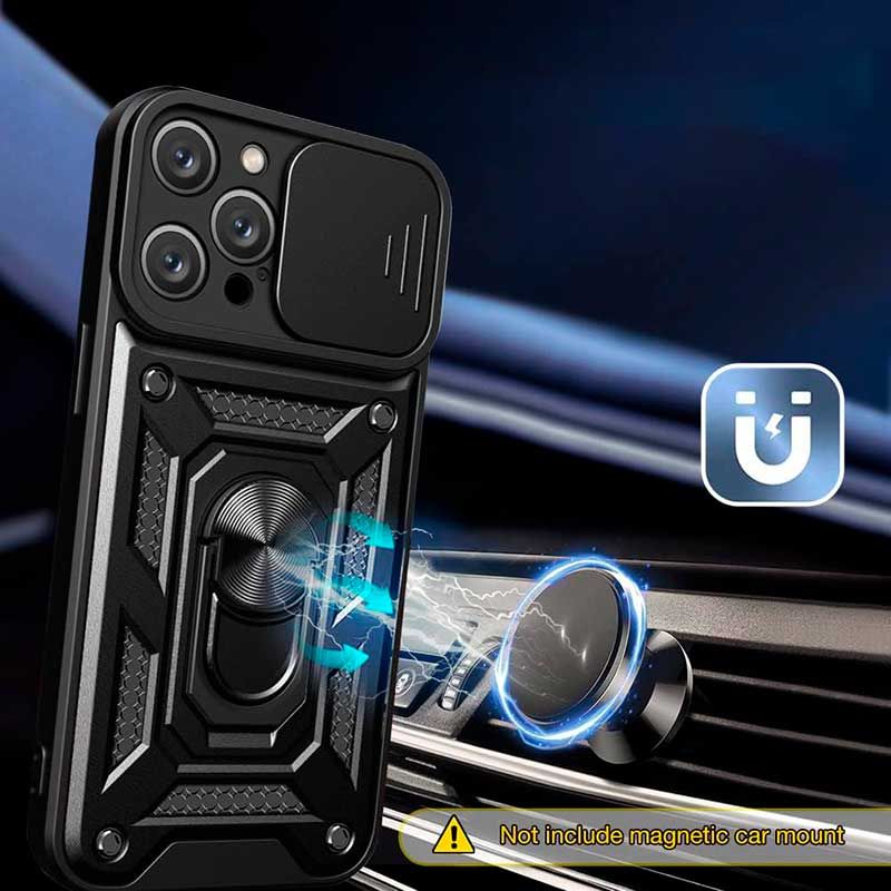Funda Slide Armor con tapa para cámara y anillo metálico con soporte iPhone 15 Pro