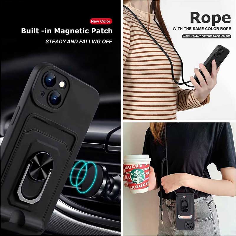 Funda con cordón, anillo y tarjetero para Samsung Galaxy A04 / M13 5G