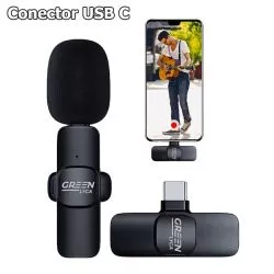 Mini Micrófono de solapa Lavalier inalámbrico con conector USB C