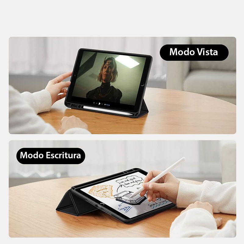 Funda tipo Smart Cover para iPad 10.2 / 10.5 con ranura para lápiz color negro