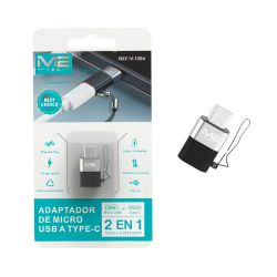 Adaptador Micro Usb a Usb Tipo C 2 en 1 metálico con colgante